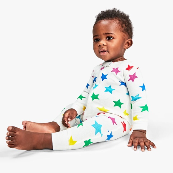 NWT Primary Baby organic zip romper in bright rainbow stars - Picture 4 of 11